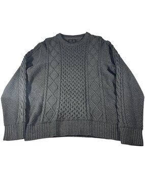 Musto Mens Gray Heavy Knit Merino Wool Blend Crewneck Sweater Size 2XL Fisherman